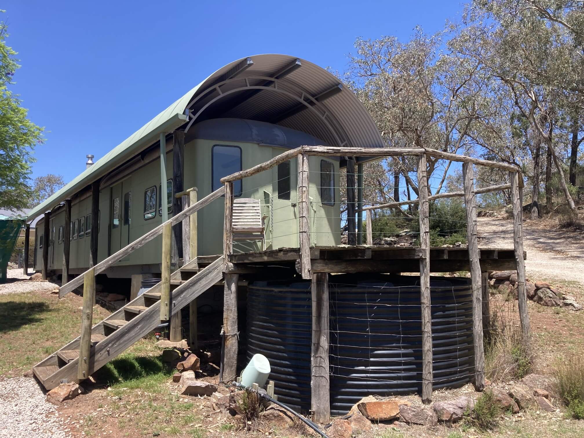 Train carriage with deck