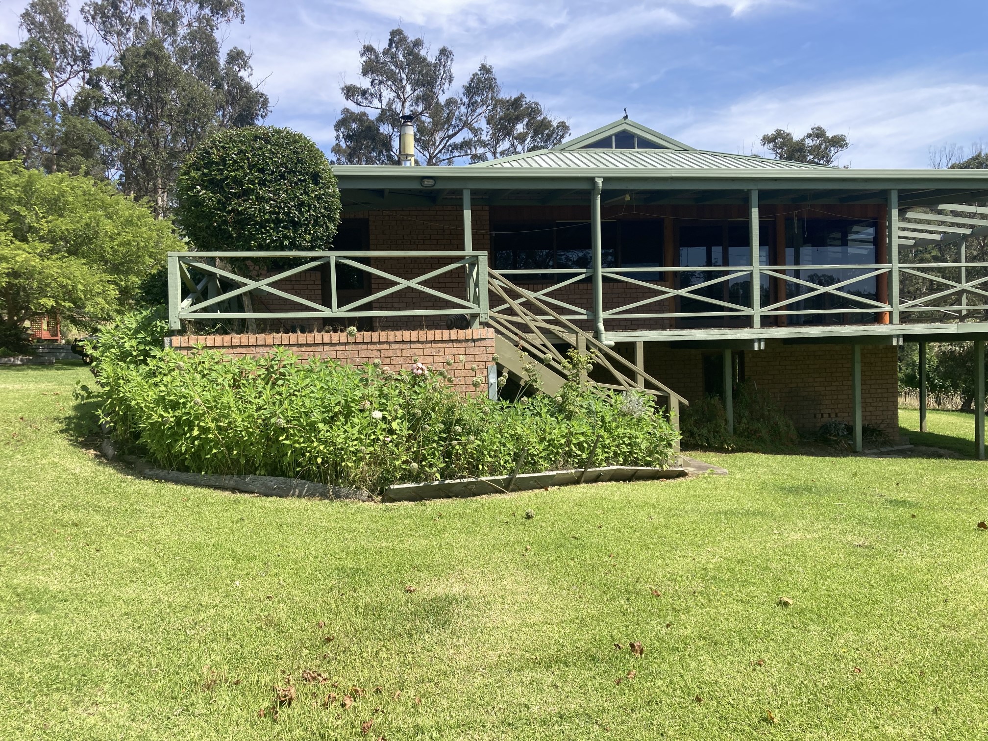 A rear view of the house and verandah