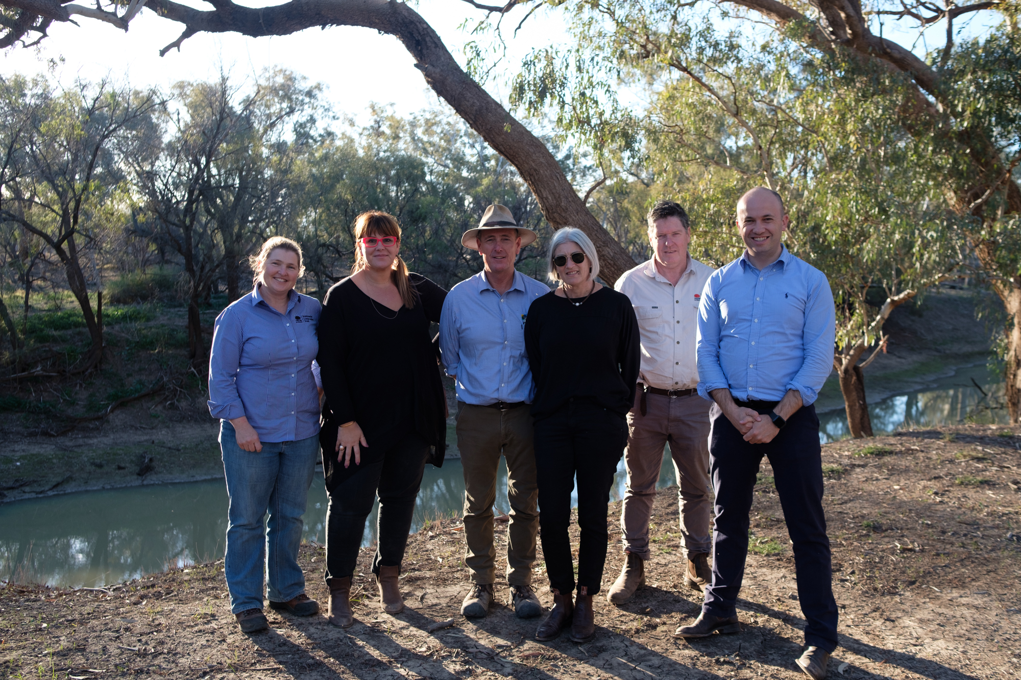 (From left): BCT's Liz Blair, landholders Greg and Lyn Rummery, BCT's Paul O'Keefe and Minister Matt Kean