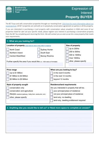 Property buyer EOI form cover Property buyer EOI form cover