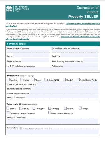 Property seller EOI form cover Property seller EOI form cover