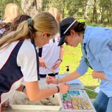 A group of high school students learn about conservation.