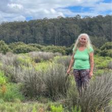 Pub Hill Farm owner Barbara Lindsey stands outside on her property